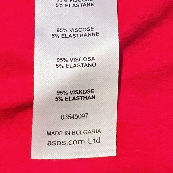 ASOS Hot Pink Criss Cross Viscose Blend Stretchy Party Dress Festival Size 12 - Picture 11 of 11